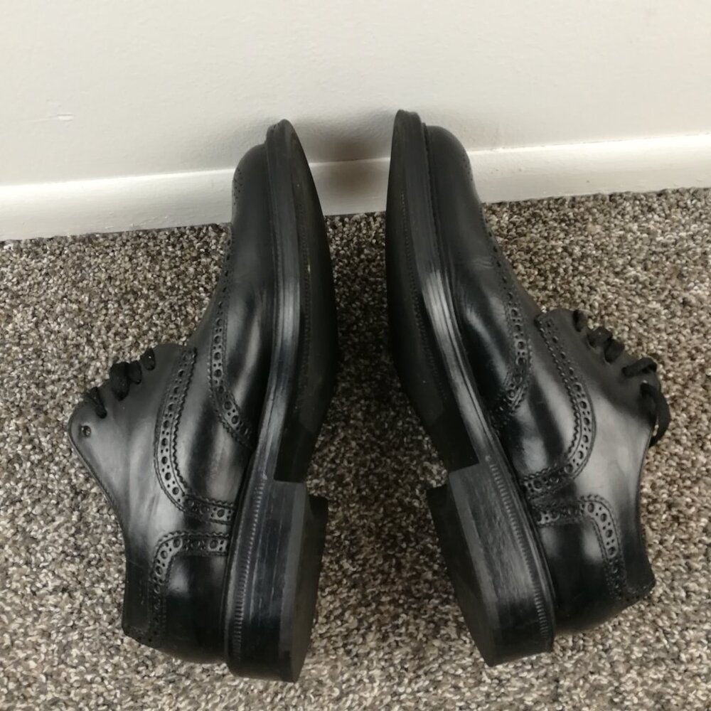 Coach Noah Mens Wingtip Oxford Leather Shoes Black Size 10.5 D Italy Made - Picture 3 of 8